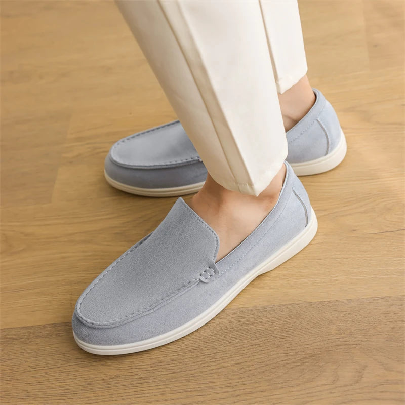 Mocassins en daim bleu clair pour homme, style élégant et décontracté