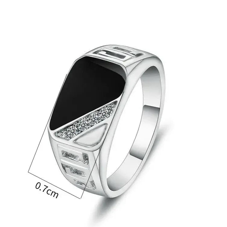 Bague mode homme, chevalière rectangulaire chic en alliage de zinc et acier inoxydable.