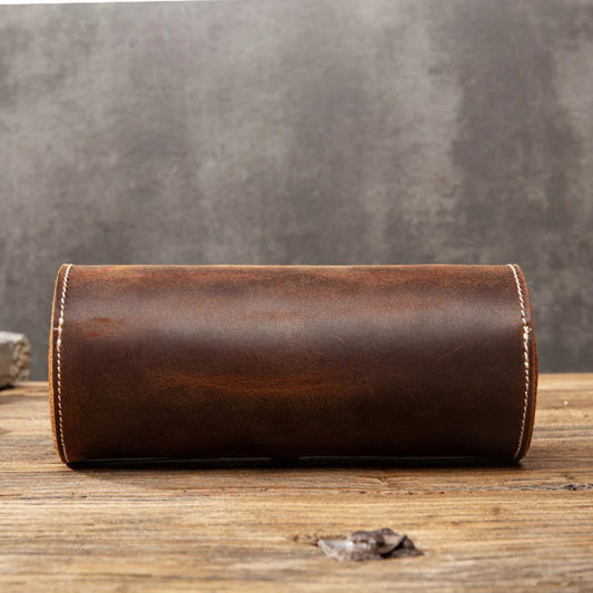 Coffret de voyage raffiné en cuir avec 2 compartiments pour montres, design chic et pratique