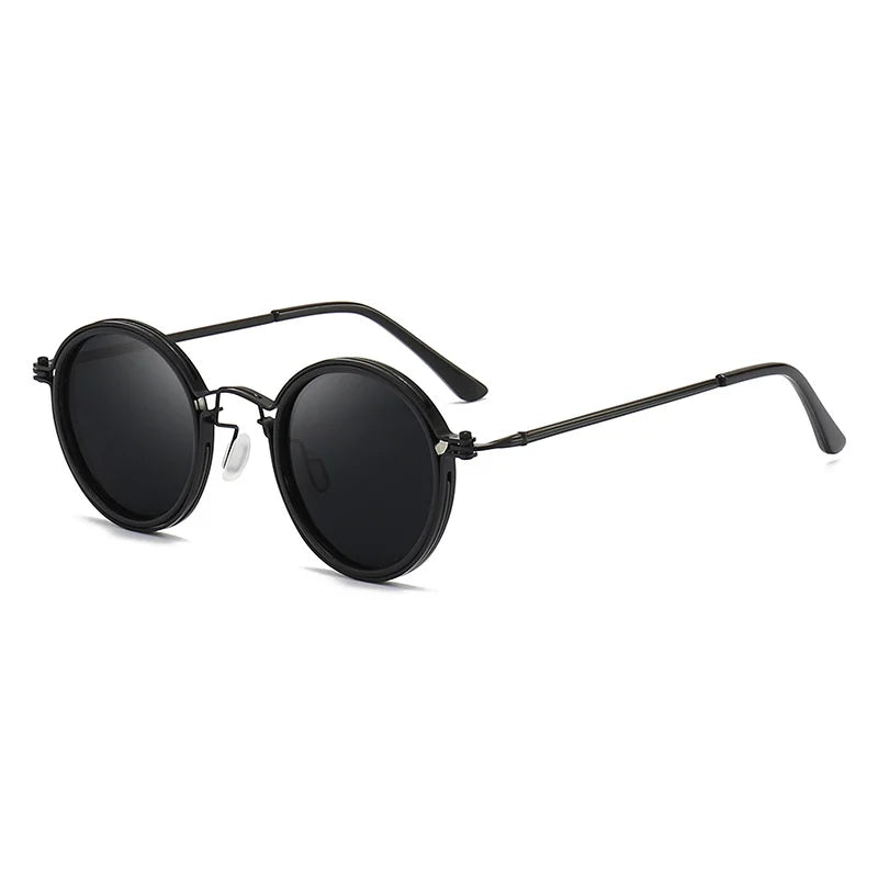 Lunettes de soleil polarisées Giovanni monture ronde métal noir style rétro classique antireflet UV400