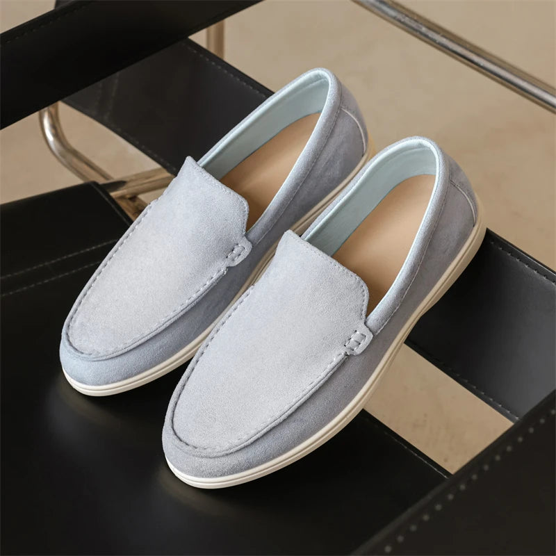 Mocassins en daim bleu clair pour homme, style élégant et décontracté