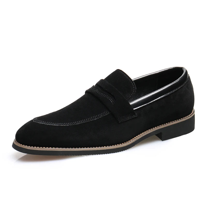 Mocassins classiques noirs en daim pour homme, style britannique, confort décontracté, zoom qualité