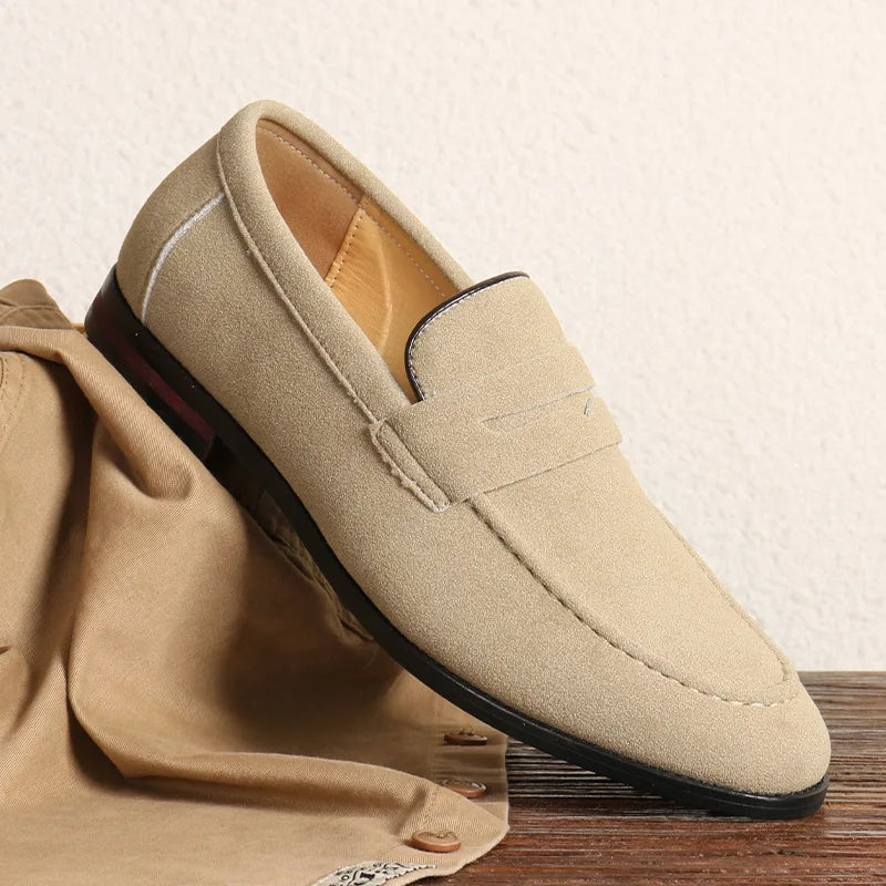 Mocassins beige pour homme, chaussures confortables, souples, style raffiné