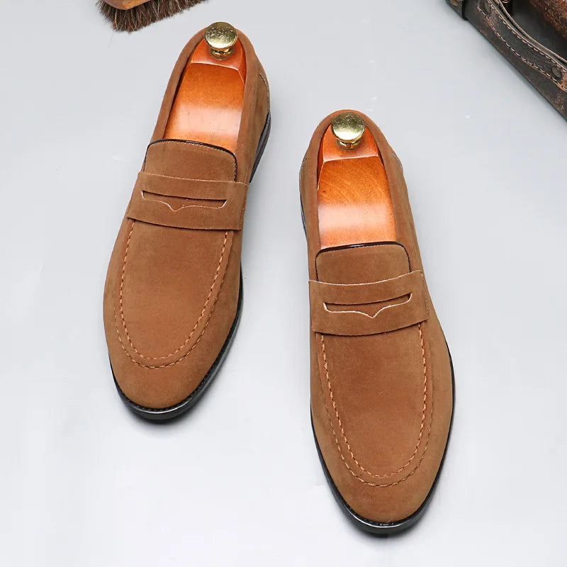 Mocassins marron clair pour homme, chaussures décontractées à enfiler, matière de haute qualité