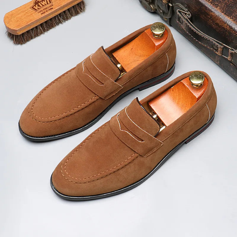 Mocassins marron clair pour homme, chaussures décontractées à enfiler, style old money