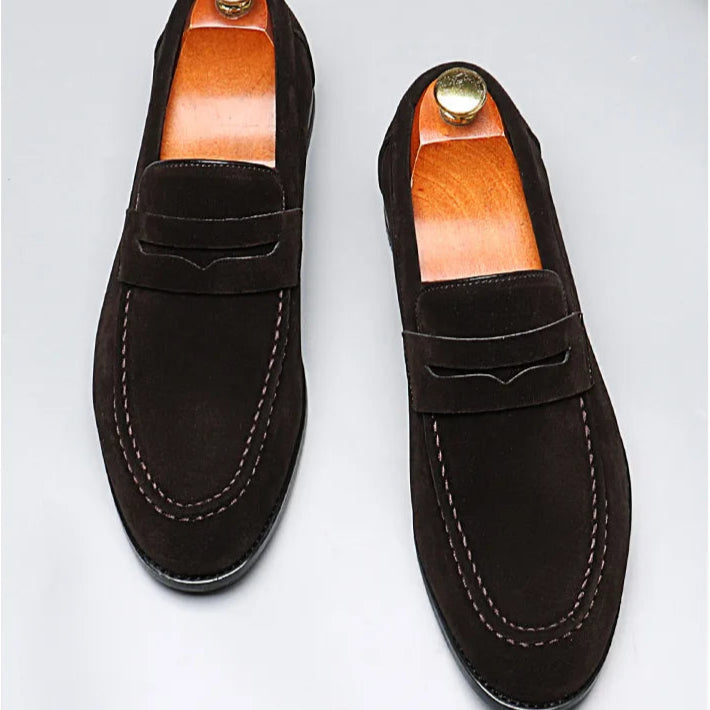 Mocassins marron foncé homme, classiques, faciles à enfiler, look élégant