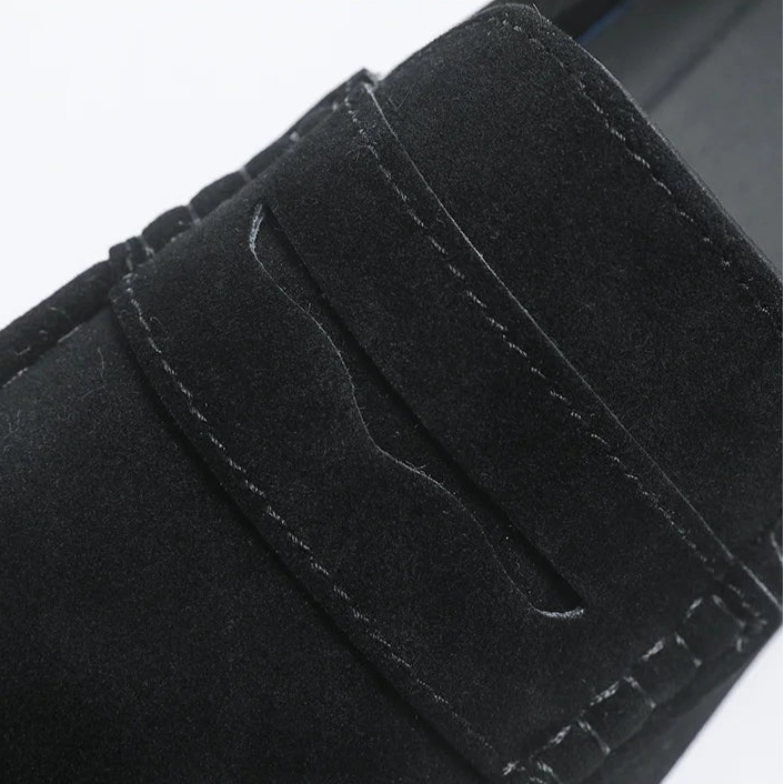 Mocassins noirs décontractés pour homme, souples et respirants, semelle plate confortable, zoom qualité