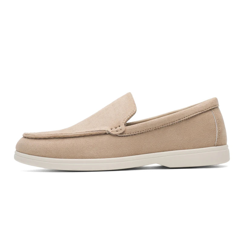 Mocassins beige en daim véritable, confort et raffinement