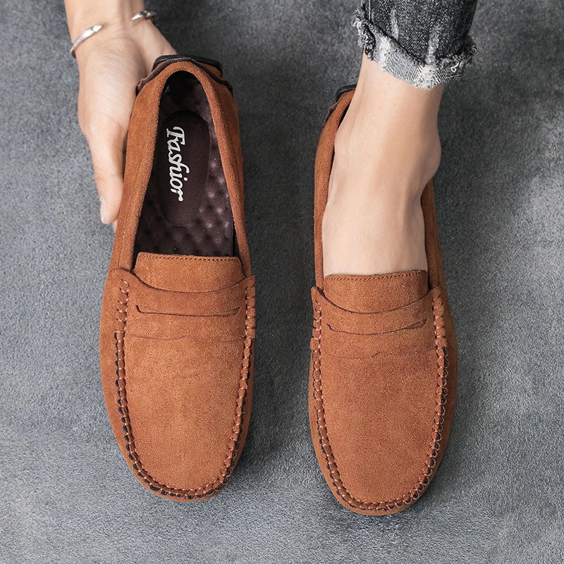 mocassins en daim pour homme semelle en caoutchouc souple et antidérapante