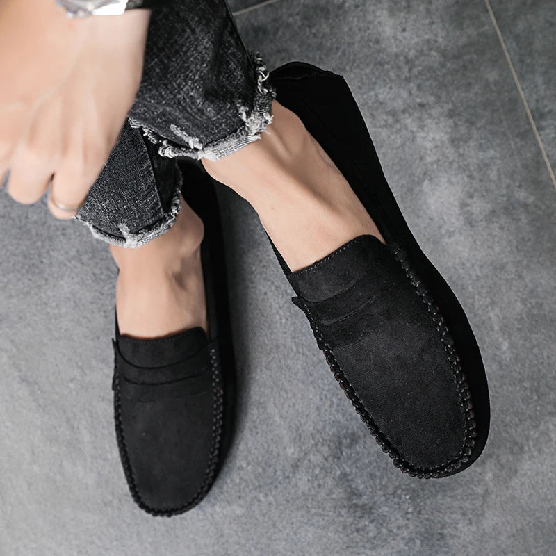 Mocassins noir en daim haute qualité pour homme