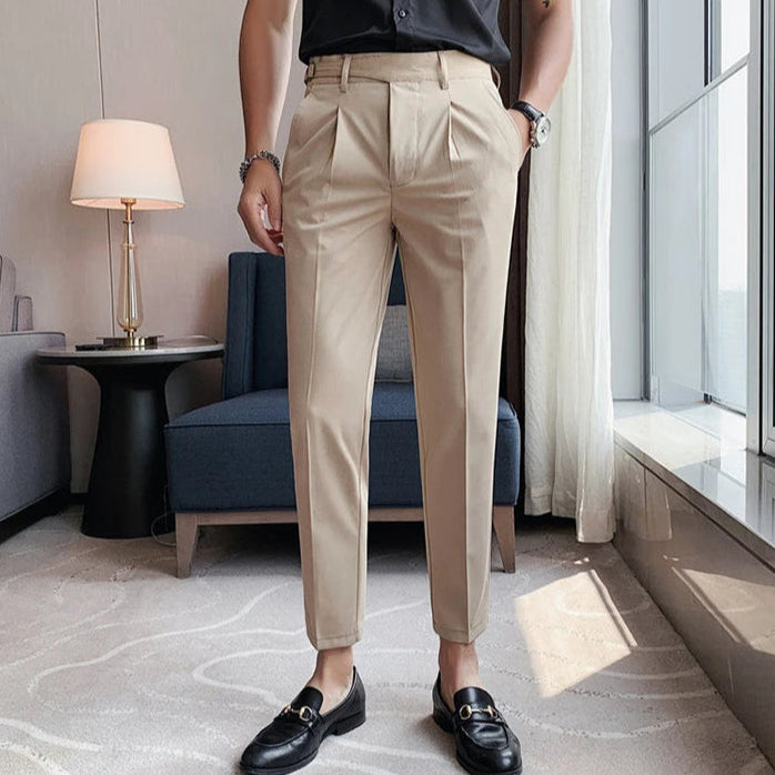 Pantalon slim beige DRAYTON, tissu extensible et coupe moderne