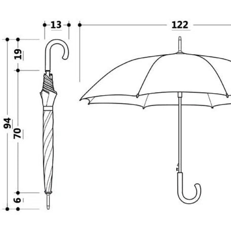Détails des dimensions des parapluies vert et noir en bambou naturel