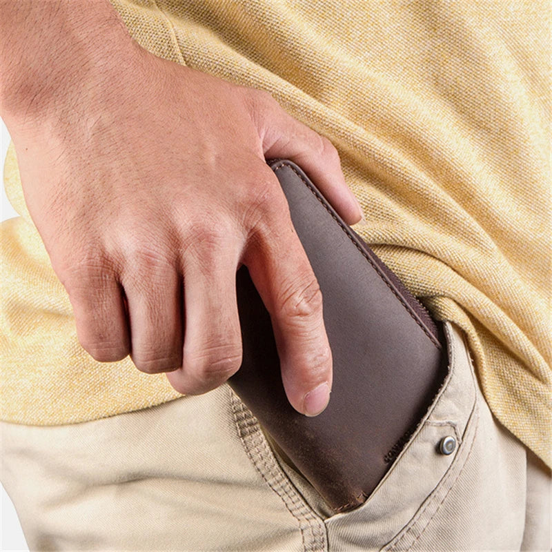Boîte à montres en cuir marron rustique, portable, avec 2 compartiments et fermeture éclair pour une protection optimale