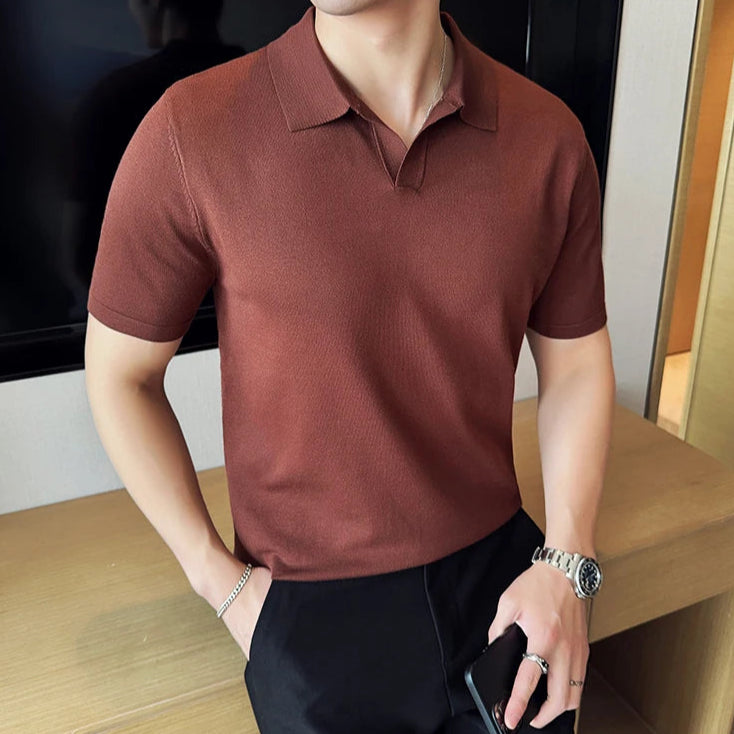 Polo café style old money homme manches courtes coton polyester