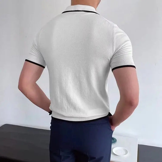 Polo homme blanc en coton de qualité, coupe slim fit, style raffiné et élégant à l’anglaise.
