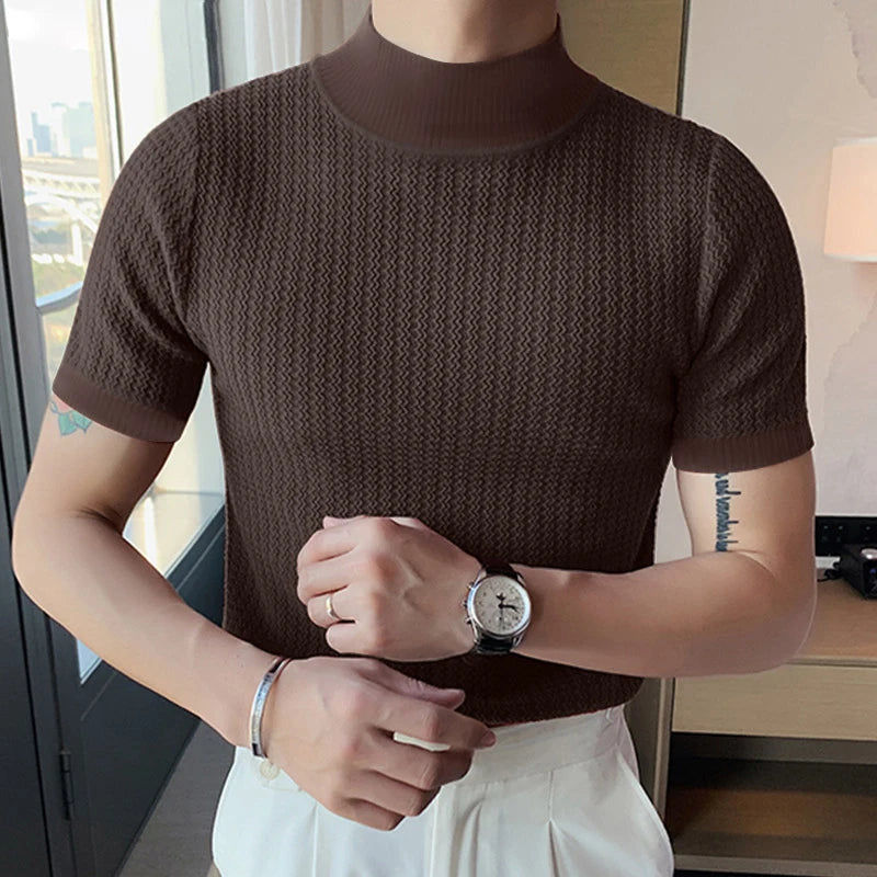 Pull léger en coton marron pour homme, style old money intemporel
