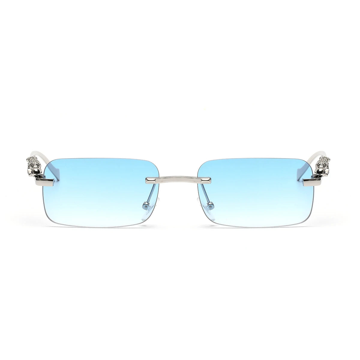 Lunettes de soleil SOLEMAR design chic, monture argenté, verres bleus, protection UV pour un look contemporain
