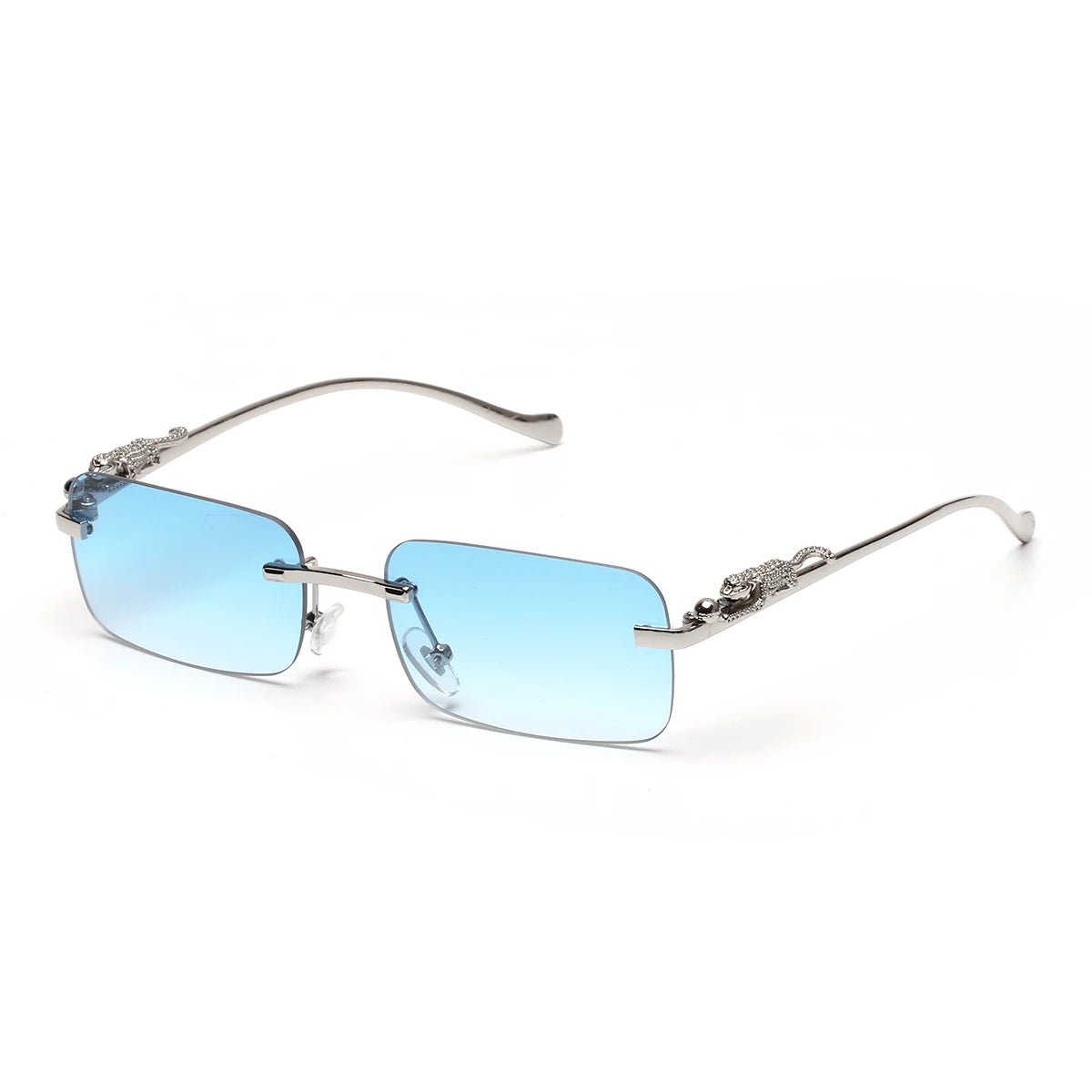 Lunettes SOLEMAR, monture en métal argenté avec verres bleus, style unisexe, tendance, lunettes de soleil fashion