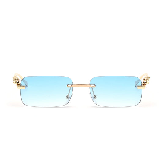 Lunettes de soleil SOLEMAR en métal doré avec verres bleus polycarbonate et protection UV400