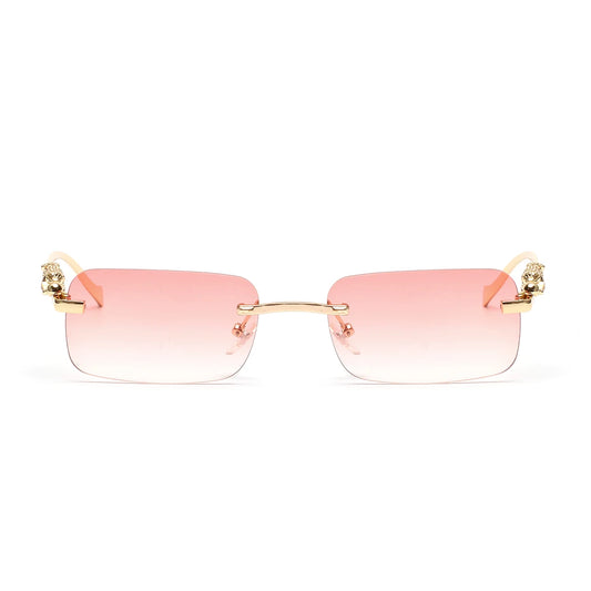 Lunettes SOLEMAR dorées, lunettes de soleil avec verres roses et monture légère en métal doré, protection UV et style moderne