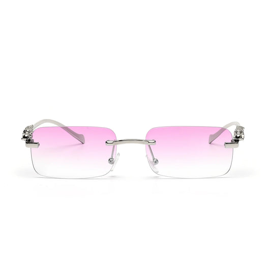 Lunettes SOLEMAR monture argentée, verres fumés roses, lunettes de soleil unisexe avec protection UV pour un look stylé