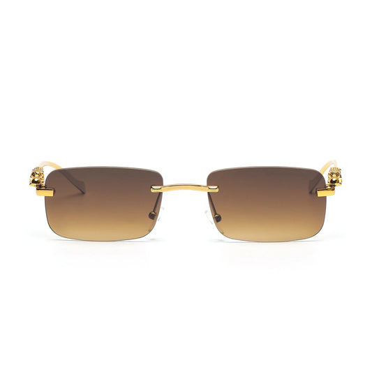 Lunettes SOLEMAR avec monture dorée et verres fumés marrons, élégance intemporelle pour lunettes de soleil unisexe