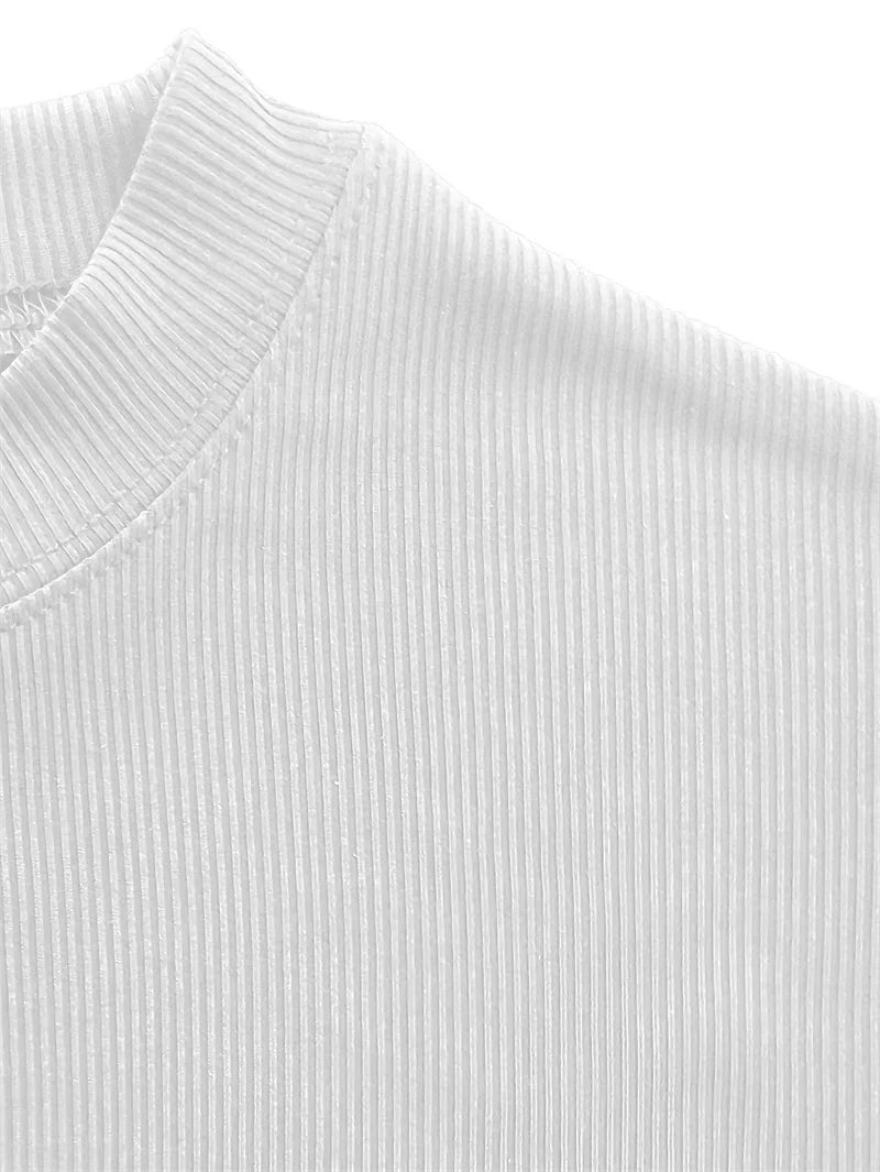 T-shirt blanc style old money slim col montant homme zoom matière