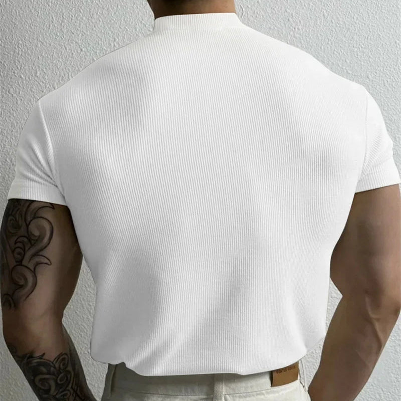 tshirt-slim-style-old-money-blanc-col-montant-homme-dos