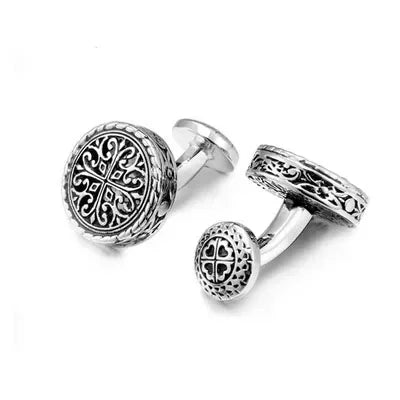 Boutons de manchette en argent massif, design royal grec sculpté, accessoire intemporel pour une chemise élégante