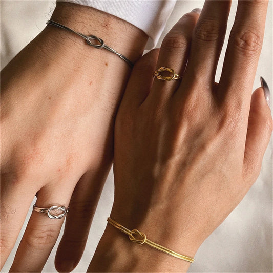 Bracelet chaîne serpent bicolore – argent et doré