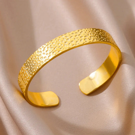 Bracelet jonc doré en acier inoxydable, brillance chic et minimaliste