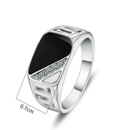 Bague mode homme, chevalière rectangulaire chic en alliage de zinc et acier inoxydable. 