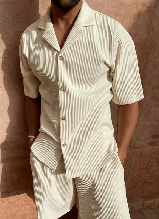 Ensemble crème pour homme, en velours côtelé, style décontracté chic old money