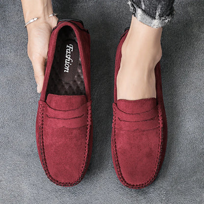 Mocassins bordeaux en daim pour homme