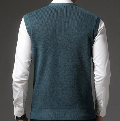 Gilet GARETH vert, style vintage inspiré du vestiaire britannique.