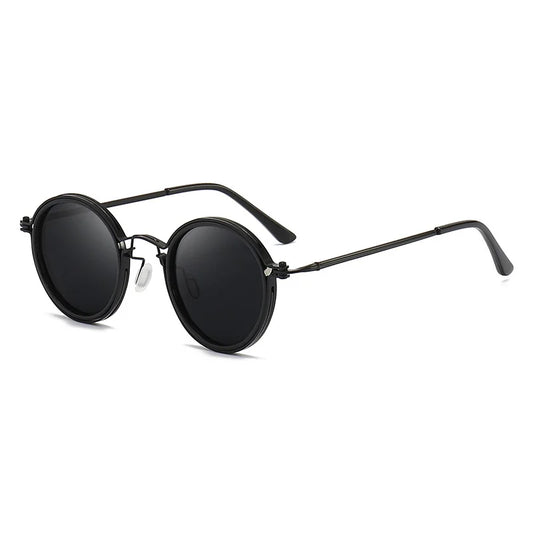 Lunettes de soleil polarisées Giovanni monture ronde métal noir style rétro classique antireflet UV400