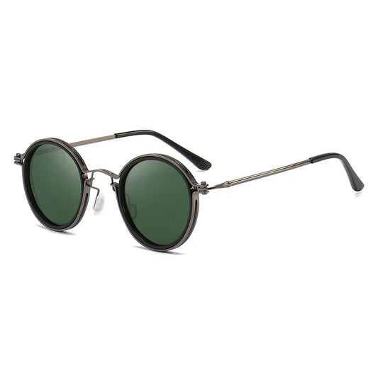 Lunettes Giovanni rétro avec monture en métal, noir, vert, verres TAC polarisés UV400 et protection contre la lumière bleue, style vintage