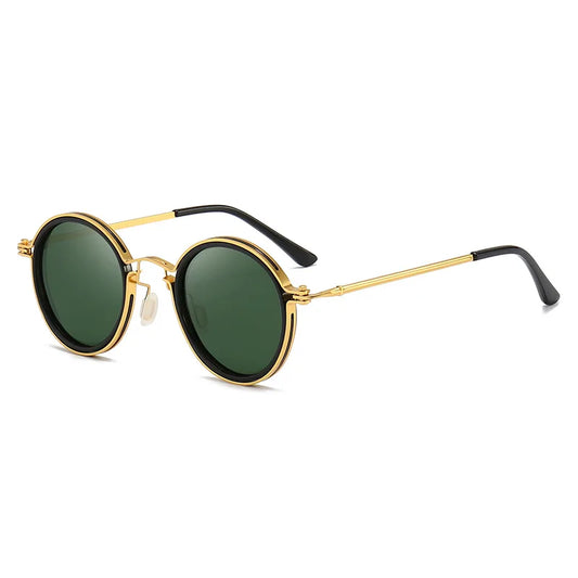 Lunettes Giovanni en alliage TR métal monture ronde, verres polarisés antireflet UV400, protection contre la lumière bleue, couleur or et vert