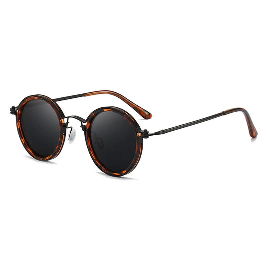 Lunettes polarisées Giovanni avec monture métallique ronde, verres TAC UV400, design rétro et antireflet, protection lumière bleue, couleur tortue, marron, noir