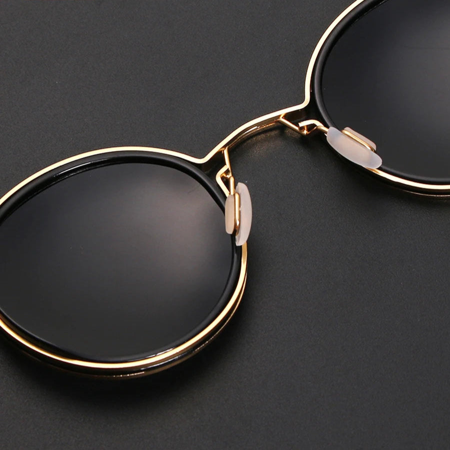 Lunettes Giovanni en alliage TR métal monture ronde, verres polarisés antireflet UV400, protection contre la lumière bleue, or et noir