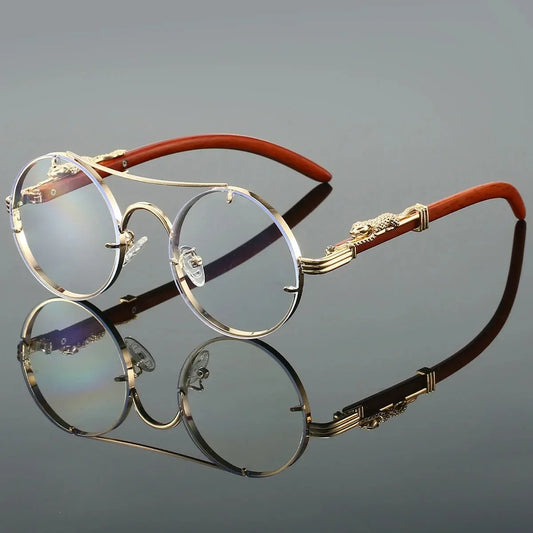 Lunettes VENETO avec double pont et verres UV400, style rétro punk vintage, monture en alliage et dorée, adaptées pour toutes les occasions