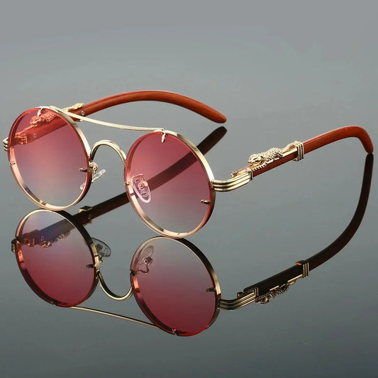 Lunettes VENETO avec monture en alliage,  couleur bois, rose et doré, verres antireflet et UV400, style rétro punk, unisexes et disponibles en plusieurs coloris