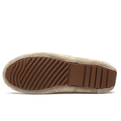 Mocassins en daim beige pour homme, chaussures bateau faites main, à enfiler, style décontracté chic, zoom dessous