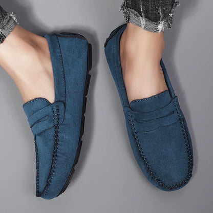 Mocassins bleus  en daim pour homme
