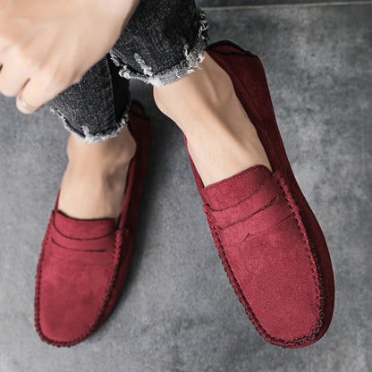 Mocassins bordeaux en daim pour homme