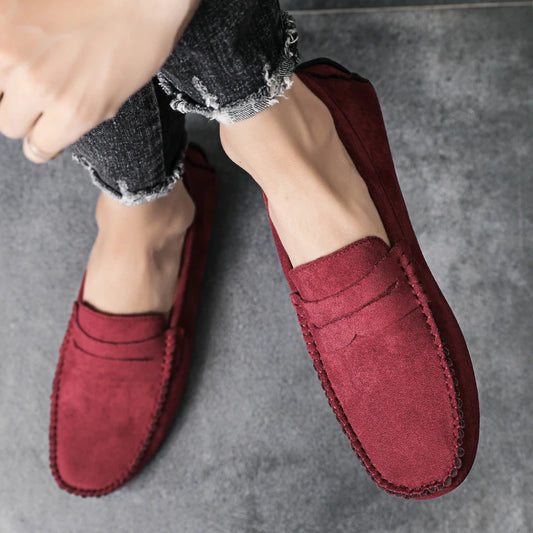 Mocassins bordeaux en daim pour homme