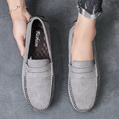 Chaussures mocassins gris daim homme confortables