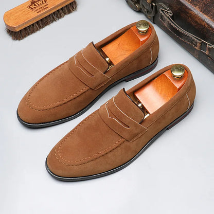 Mocassins marron clair pour homme, chaussures décontractées à enfiler, style old money