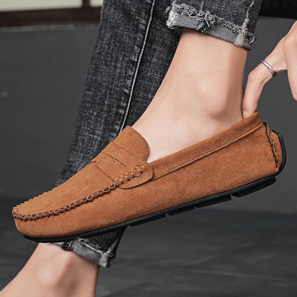 Mocassins marron en daim pour homme