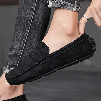 Mocassins noir en daim pour homme